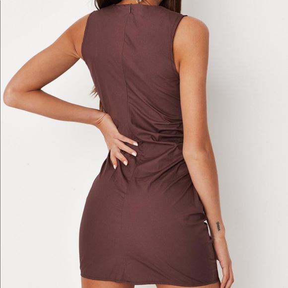 SOLD- Misguided Chocolate Racer Neck Cutout Mini Dress - Picture 4 of 4
